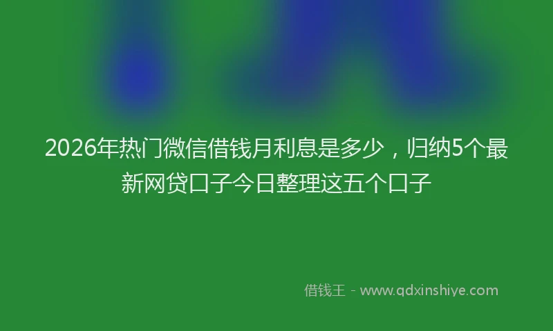 2026年热门微信借钱月利息是多少，归纳5个最新网贷口子今日整理这五个口子