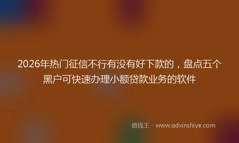2026年热门征信不行有没有好下款的，盘点五个黑户可快速办理小额贷款业务的软件