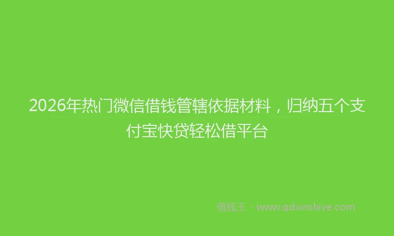 2026年热门微信借钱管辖依据材料，归纳五个支付宝快贷轻松借平台