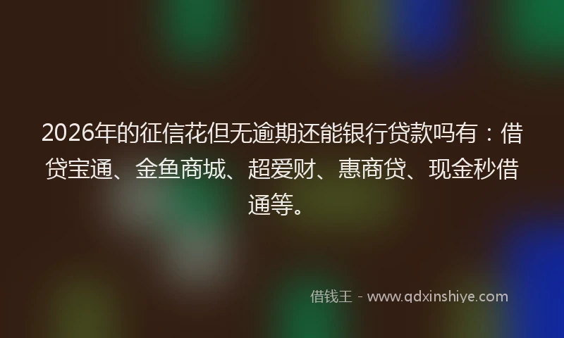 2026年的征信花但无逾期还能银行贷款吗有：借贷宝通、金鱼商城、超爱财、惠商贷、现金秒借通等。