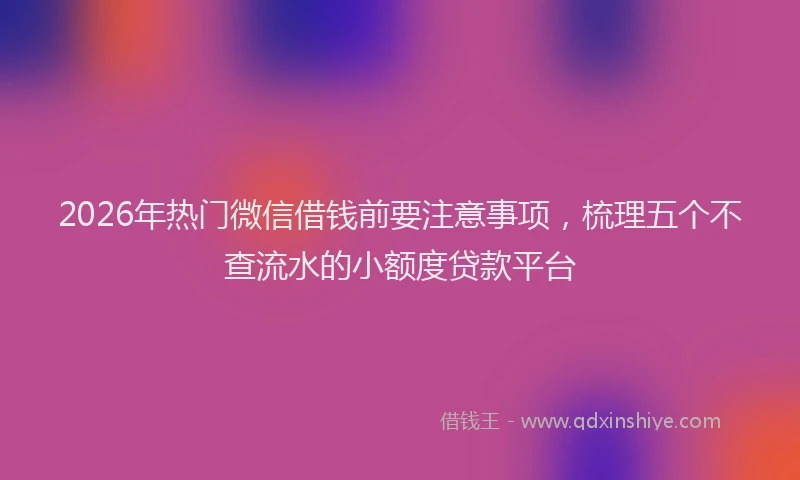 2026年热门微信借钱前要注意事项，梳理五个不查流水的小额度贷款平台