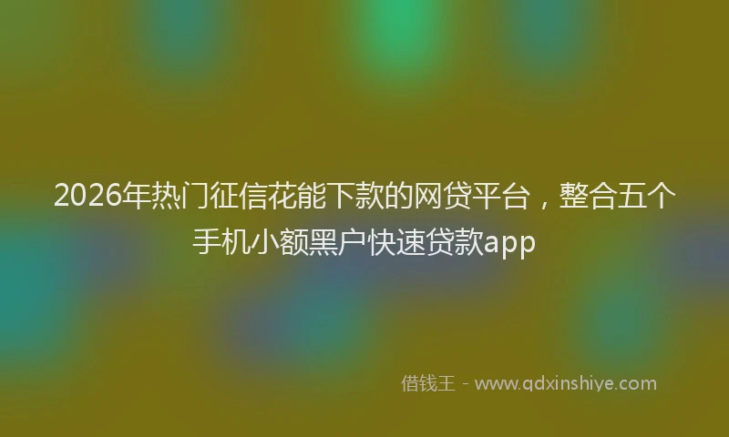 2026年热门征信花能下款的网贷平台,整合五个手机小额黑户快速贷款app