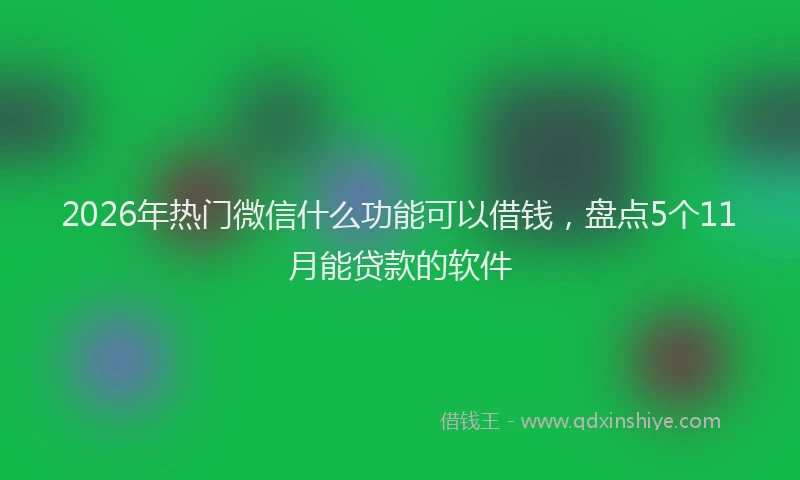 2026年热门微信什么功能可以借钱，盘点5个11月能贷款的软件