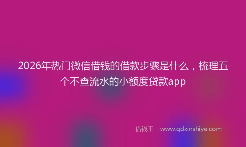 2026年热门微信借钱的借款步骤是什么，梳理五个不查流水的小额度贷款app