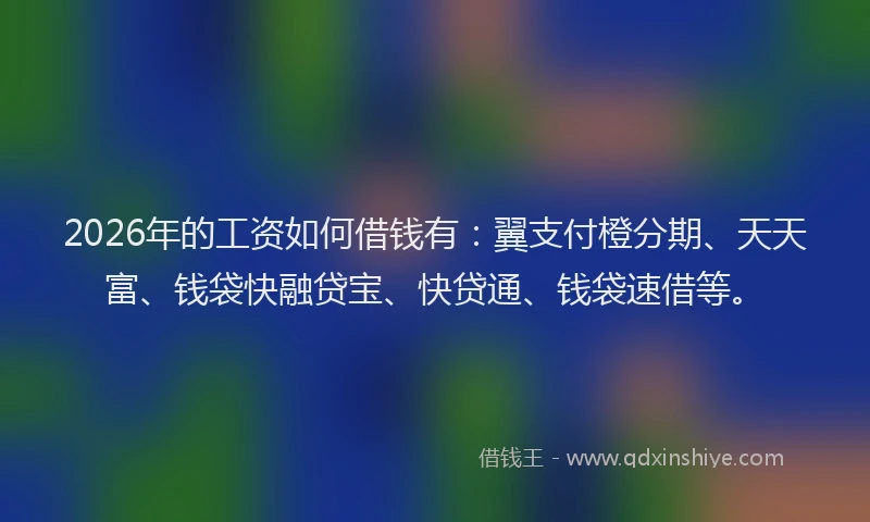 2026年的工资如何借钱有：翼支付橙分期、天天富、钱袋快融贷宝、快贷通、钱袋速借等。