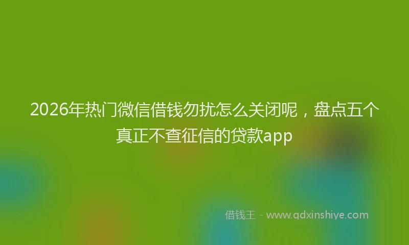 2026年热门微信借钱勿扰怎么关闭呢，盘点五个真正不查征信的贷款app
