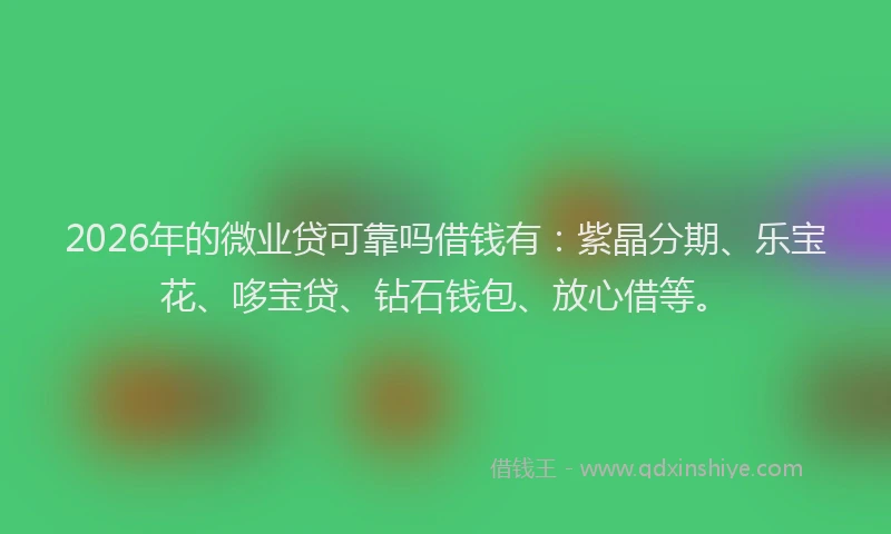 2026年的微业贷可靠吗借钱有：紫晶分期、乐宝花、哆宝贷、钻石钱包、放心借等。