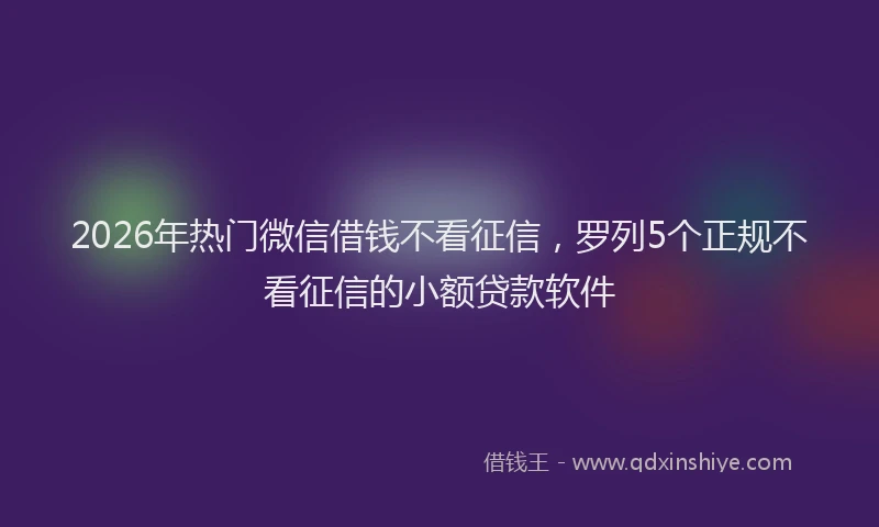 2026年热门微信借钱不看征信，罗列5个正规不看征信的小额贷款软件