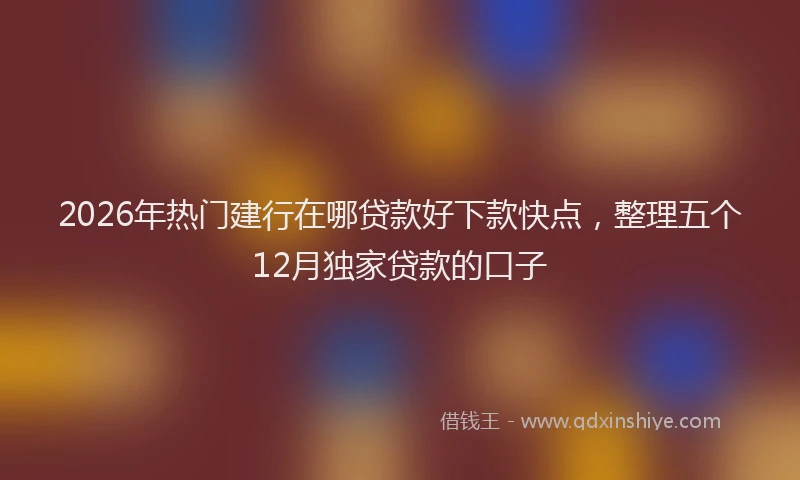 2026年热门建行在哪贷款好下款快点，整理五个12月独家贷款的口子