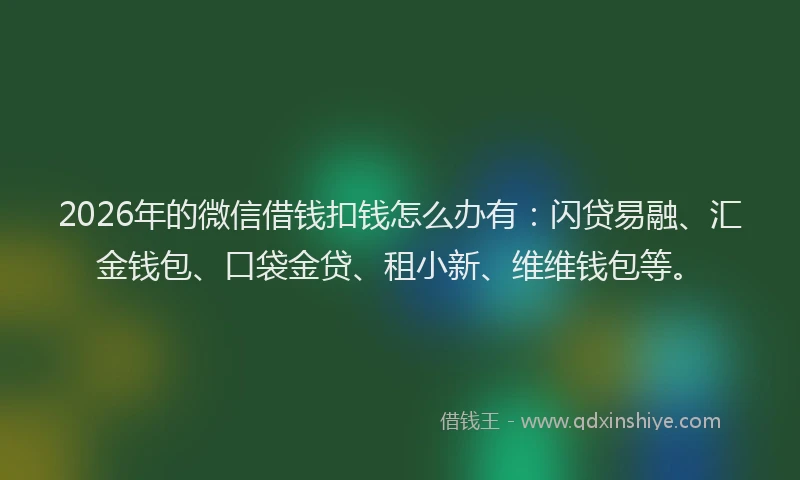 2026年的微信借钱扣钱怎么办有：闪贷易融、汇金钱包、口袋金贷、租小新、维维钱包等。