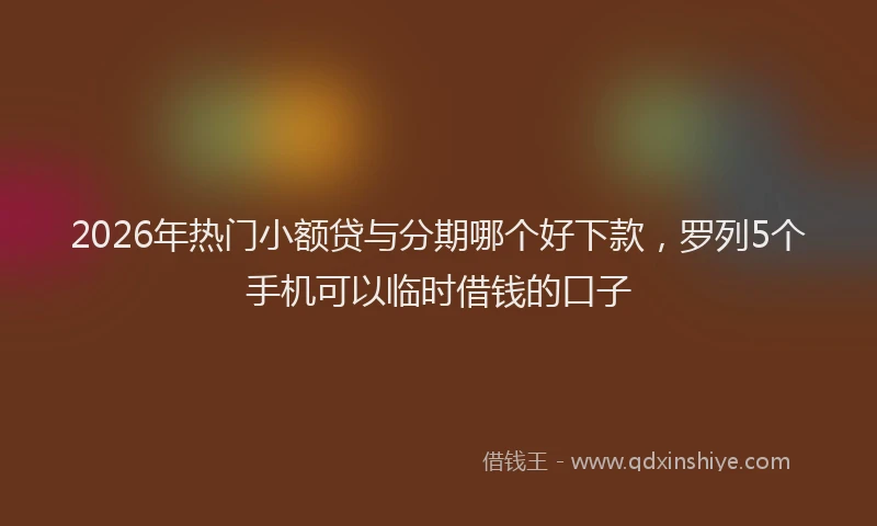 2026年热门小额贷与分期哪个好下款，罗列5个手机可以临时借钱的口子