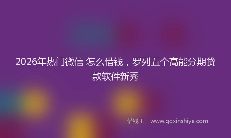 2026年热门微信 怎么借钱，罗列五个高能分期贷款软件新秀