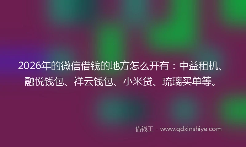 2026年的微信借钱的地方怎么开有：中益租机、融悦钱包、祥云钱包、小米贷、琉璃买单等。