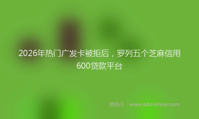 2026年热门广发卡被拒后,罗列五个芝麻信用600贷款平台