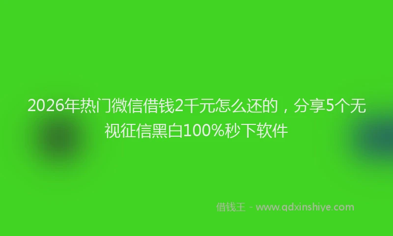 2026年热门微信借钱2千元怎么还的，分享5个无视征信黑白100%秒下软件