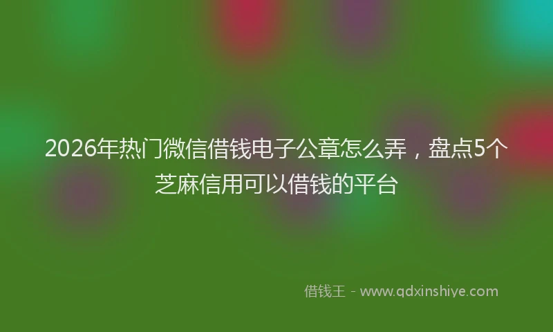 2026年热门微信借钱电子公章怎么弄,盘点5个芝麻信用可以借钱的平台