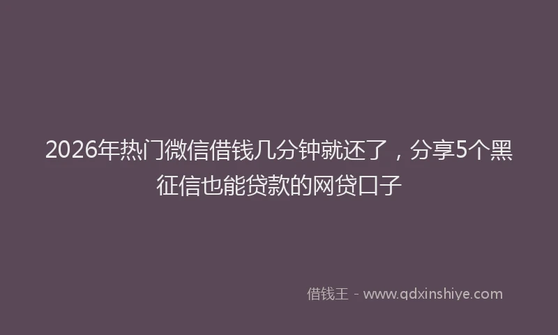 2026年热门微信借钱几分钟就还了，分享5个黑征信也能贷款的网贷口子