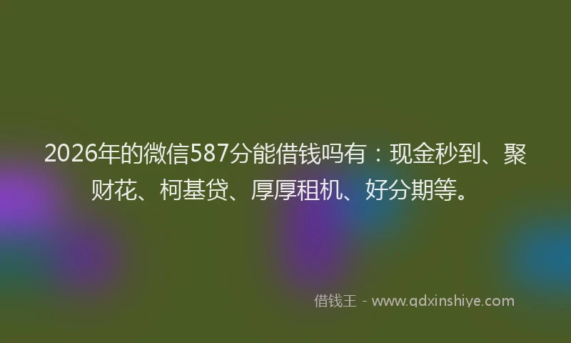 2026年的微信587分能借钱吗有：现金秒到、聚财花、柯基贷、厚厚租机、好分期等。
