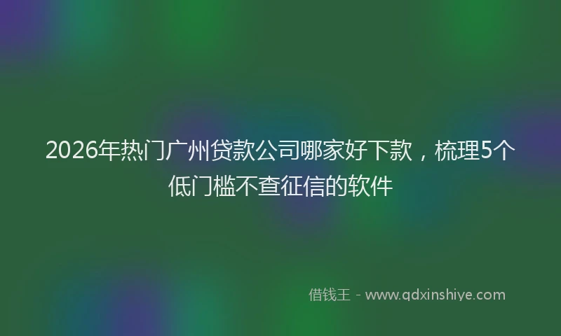 2026年热门广州贷款公司哪家好下款，梳理5个低门槛不查征信的软件