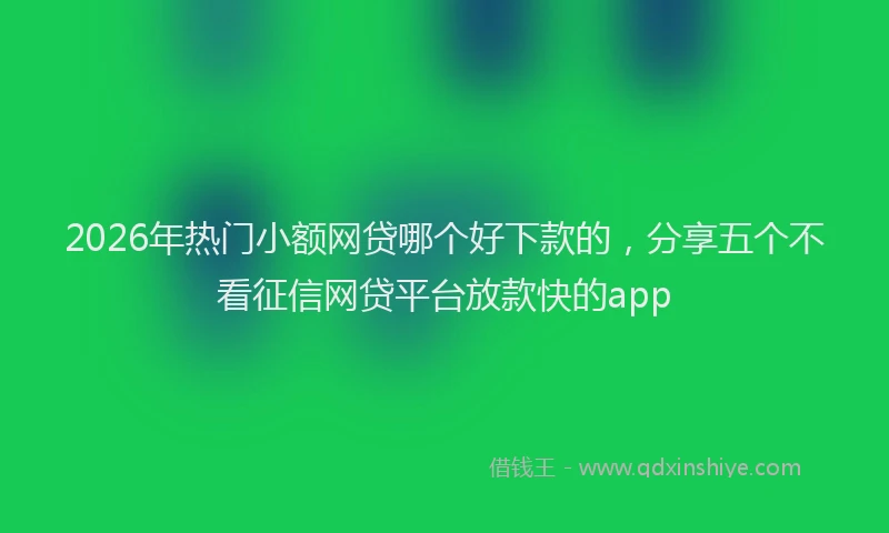 2026年热门小额网贷哪个好下款的,分享五个不看征信网贷平台放款快的app
