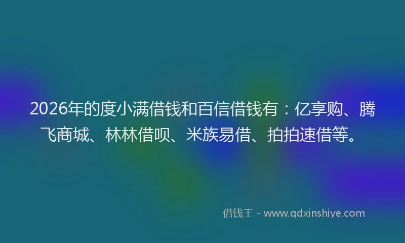 2026年的度小满借钱和百信借钱有：亿享购、腾飞商城、林林借呗、米族易借、拍拍速借等。