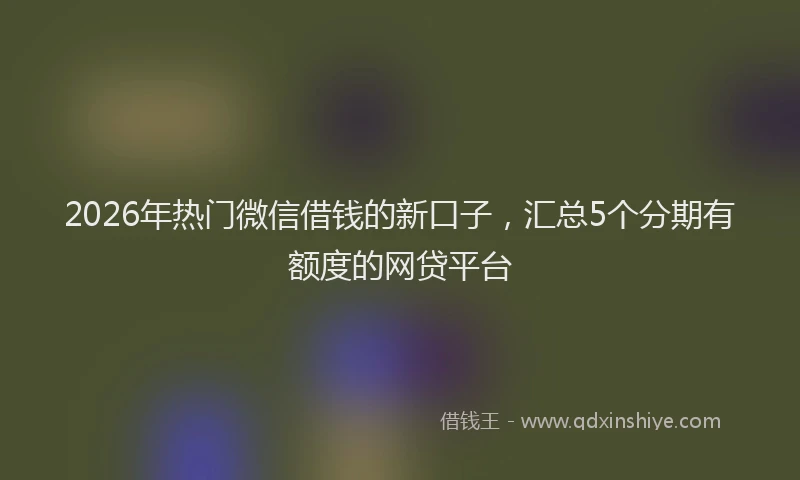2026年热门微信借钱的新口子，汇总5个分期有额度的网贷平台