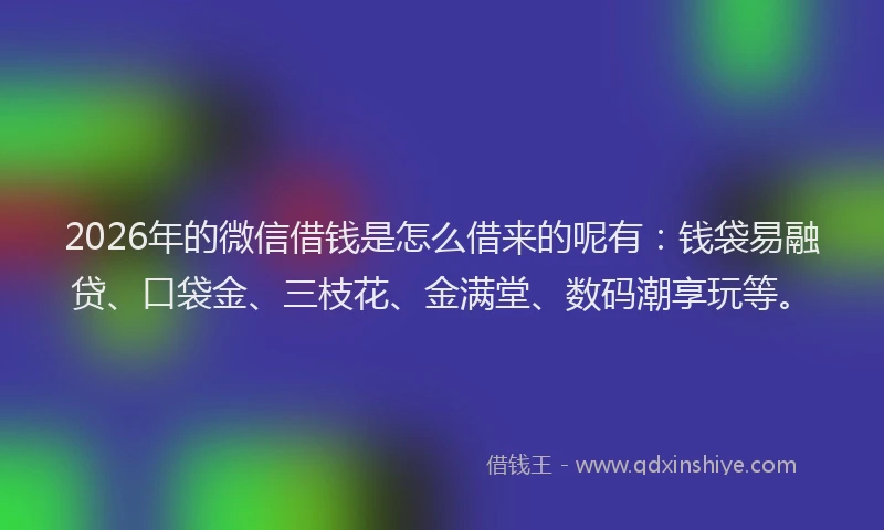 2026年的微信借钱是怎么借来的呢有：钱袋易融贷、口袋金、三枝花、金满堂、数码潮享玩等。