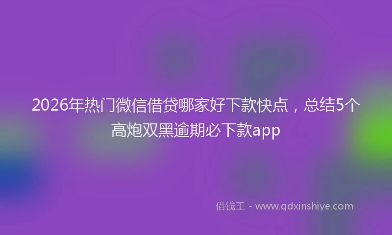 2026年热门微信借贷哪家好下款快点，总结5个高炮双黑逾期必下款app