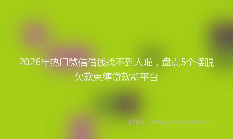 2026年热门微信借钱找不到人啦,盘点5个摆脱欠款束缚贷款新平台