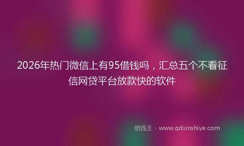 2026年热门微信上有95借钱吗，汇总五个不看征信网贷平台放款快的软件