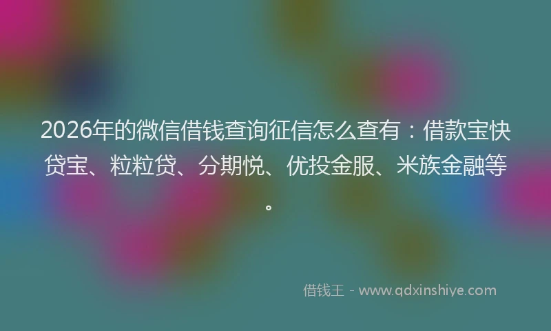 2026年的微信借钱查询征信怎么查有：借款宝快贷宝、粒粒贷、分期悦、优投金服、米族金融等。