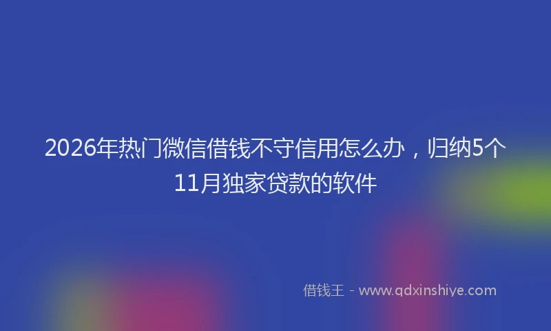 2026年热门微信借钱不守信用怎么办，归纳5个11月独家贷款的软件