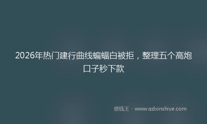 2026年热门建行曲线蝙蝠白被拒，整理五个高炮口子秒下款