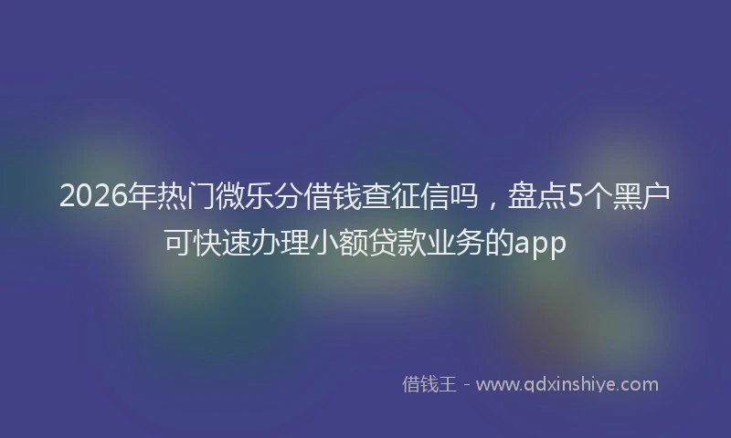 2026年热门微乐分借钱查征信吗，盘点5个黑户可快速办理小额贷款业务的app