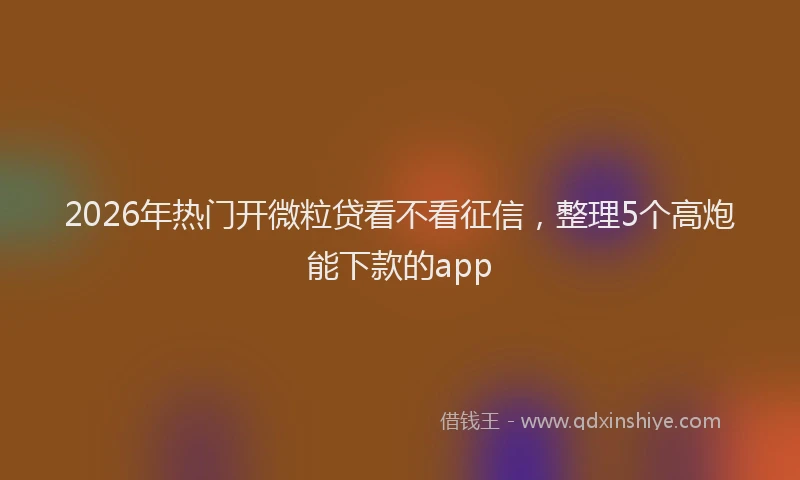 2026年热门开微粒贷看不看征信，整理5个高炮能下款的app