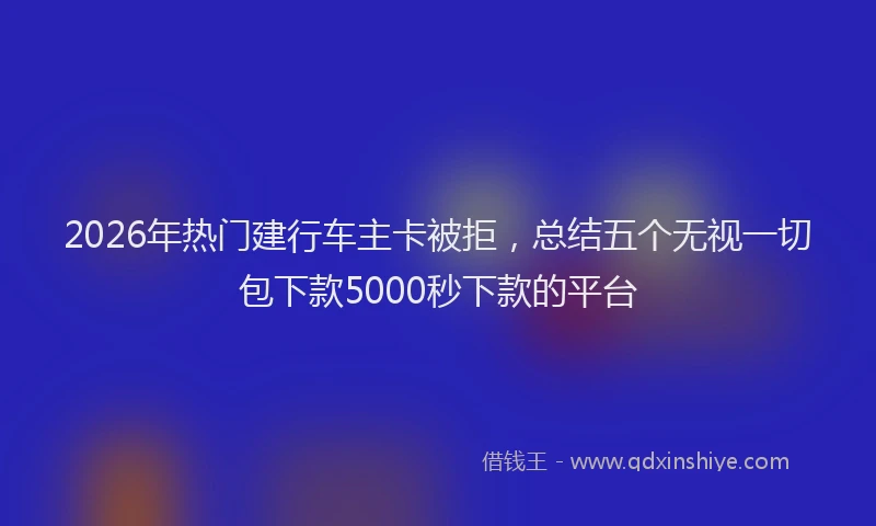 2026年热门建行车主卡被拒，总结五个无视一切包下款5000秒下款的平台