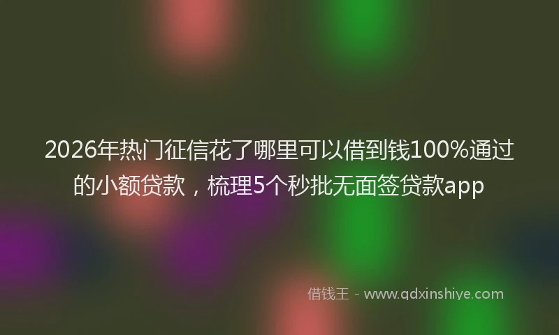 2026年热门征信花了哪里可以借到钱100%通过的小额贷款，梳理5个秒批无面签贷款app