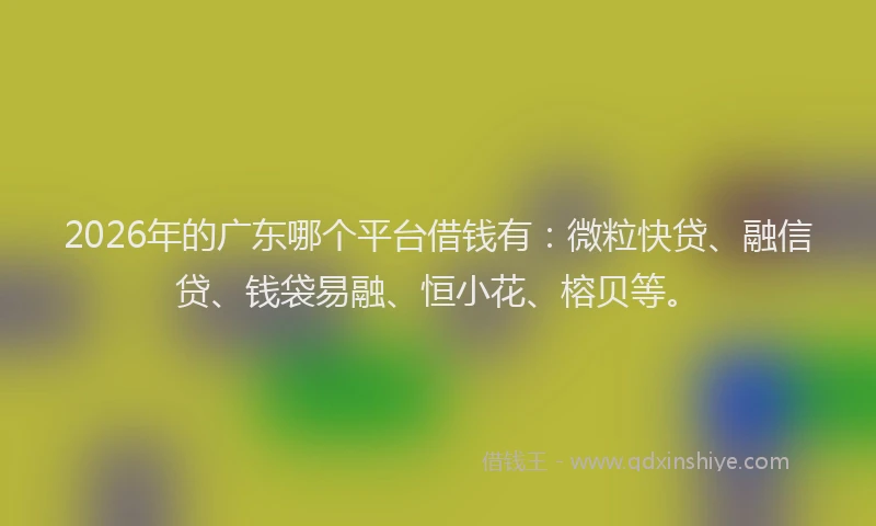 2026年的广东哪个平台借钱有:微粒快贷、融信贷、钱袋易融、恒小花、榕贝等。