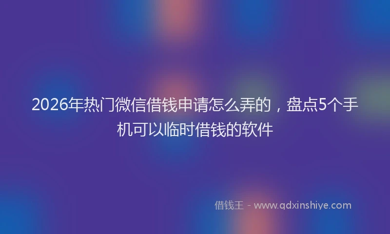 2026年热门微信借钱申请怎么弄的,盘点5个手机可以临时借钱的软件
