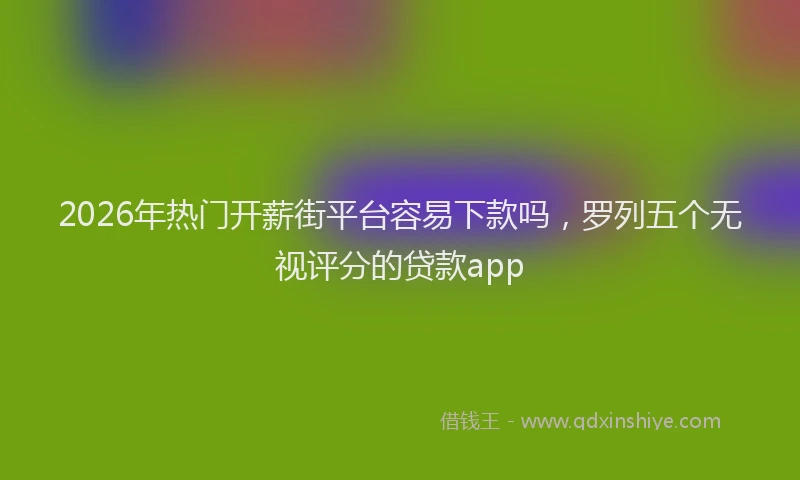 2026年热门开薪街平台容易下款吗，罗列五个无视评分的贷款app