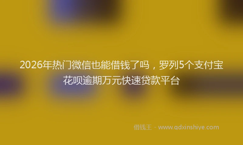 2026年热门微信也能借钱了吗，罗列5个支付宝花呗逾期万元快速贷款平台