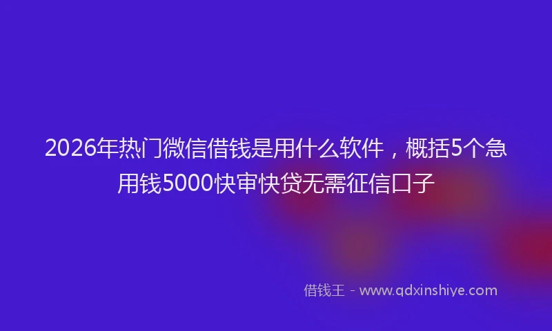 2026年热门微信借钱是用什么软件，概括5个急用钱5000快审快贷无需征信口子
