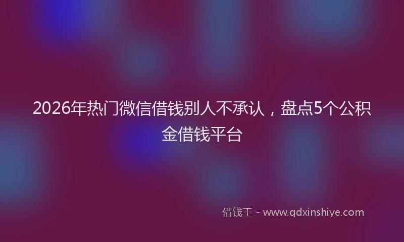 2026年热门微信借钱别人不承认，盘点5个公积金借钱平台
