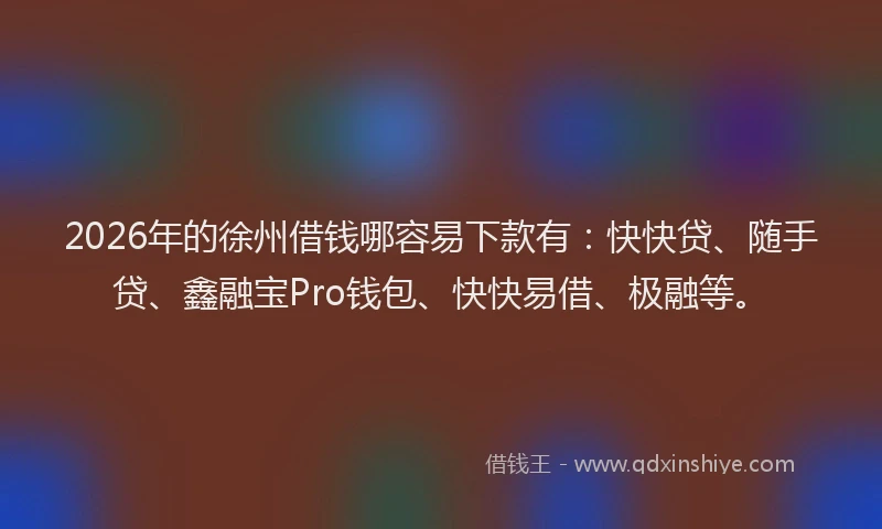 2026年的徐州借钱哪容易下款有：快快贷、随手贷、鑫融宝Pro钱包、快快易借、极融等。