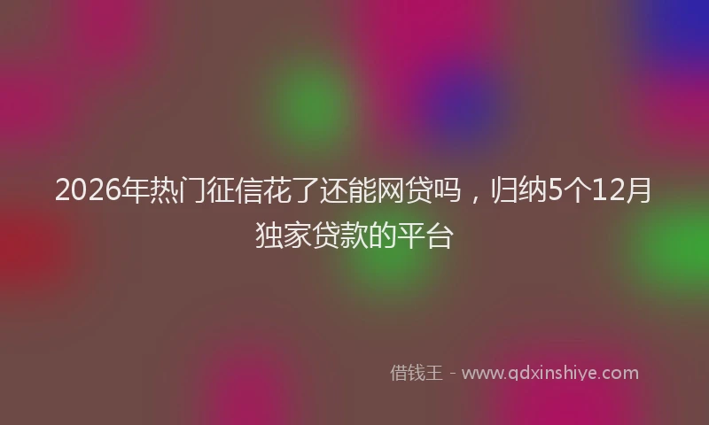 2026年热门征信花了还能网贷吗，归纳5个12月独家贷款的平台