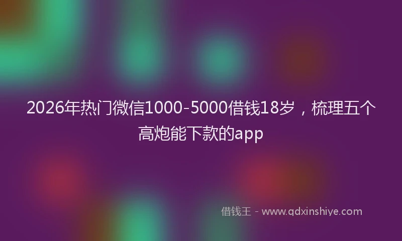 2026年热门微信1000-5000借钱18岁，梳理五个高炮能下款的app