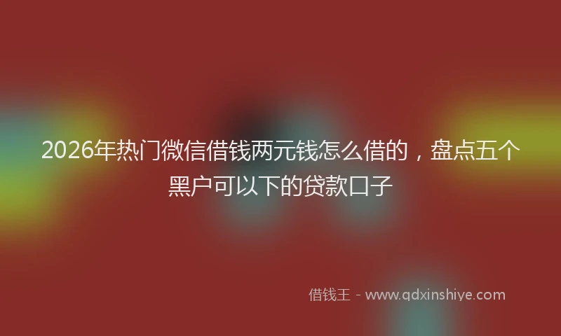 2026年热门微信借钱两元钱怎么借的，盘点五个黑户可以下的贷款口子