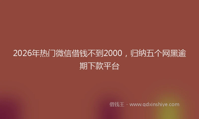 2026年热门微信借钱不到2000，归纳五个网黑逾期下款平台