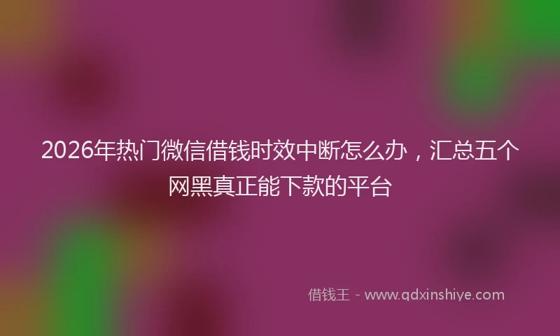 2026年热门微信借钱时效中断怎么办，汇总五个网黑真正能下款的平台