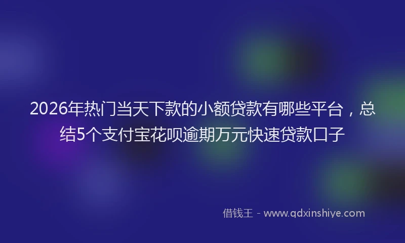 2026年热门当天下款的小额贷款有哪些平台，总结5个支付宝花呗逾期万元快速贷款口子